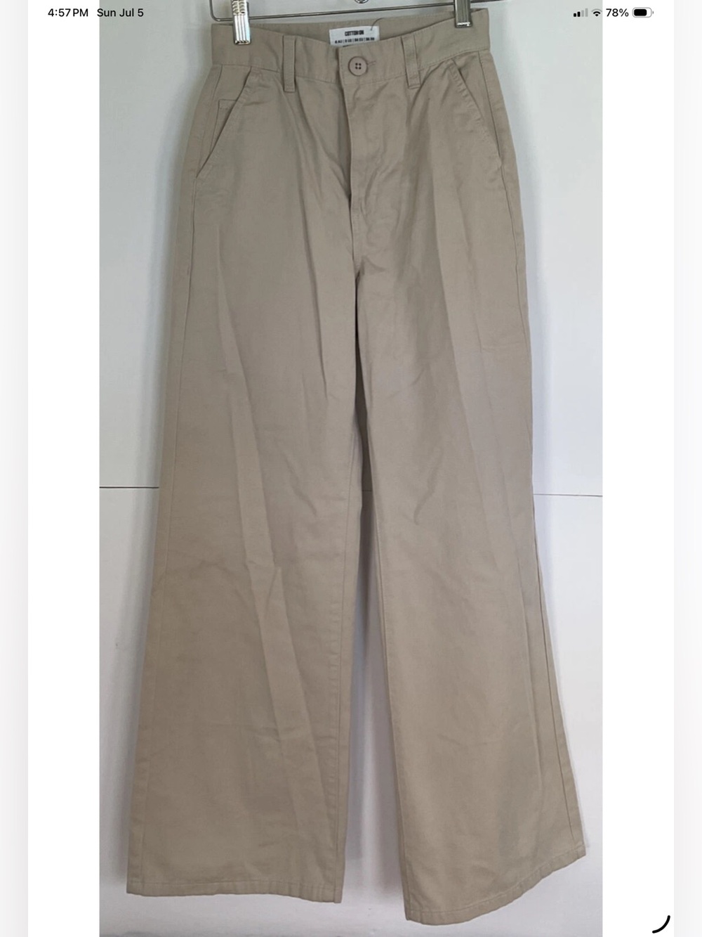 Cotton :On Women’s Khaki Paper Long Straight Pants?  Size 2 New !!